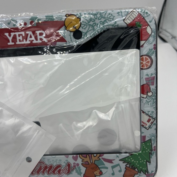 Metal License Plate Frame Merry Christmas Happy New Year Front/Rear - Picture 6 of 8